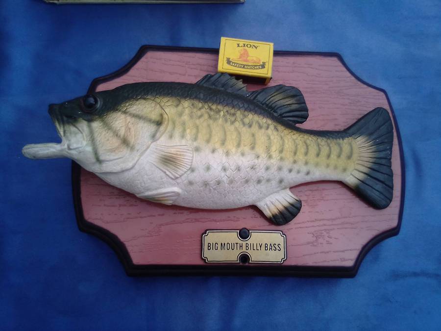 Big Mouth Billy Bass.  Working. Sings: "Don't worry, be happy"