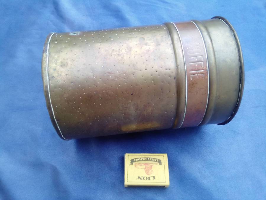 Brass "KOFFIE" tin.