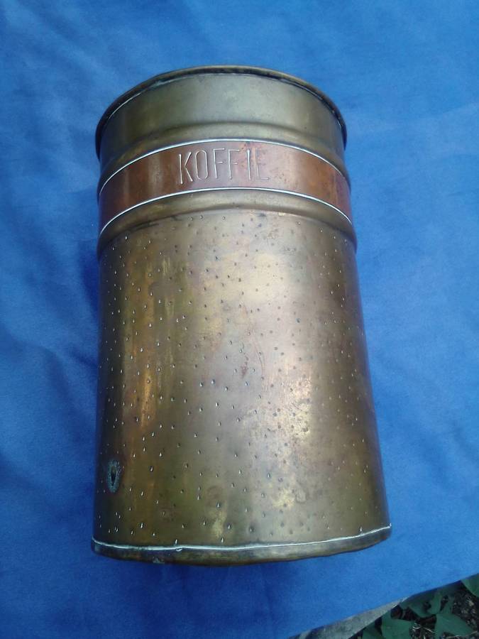 Brass "KOFFIE" tin.