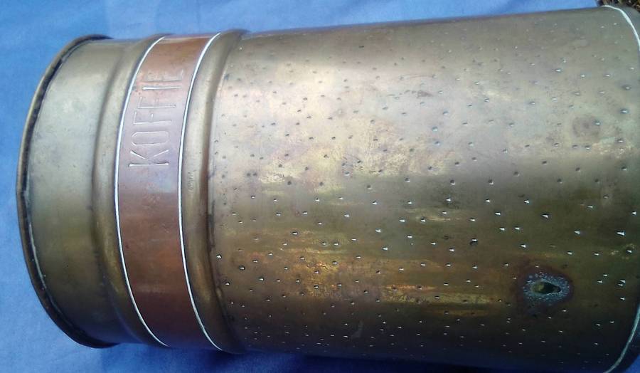 Brass "KOFFIE" tin.