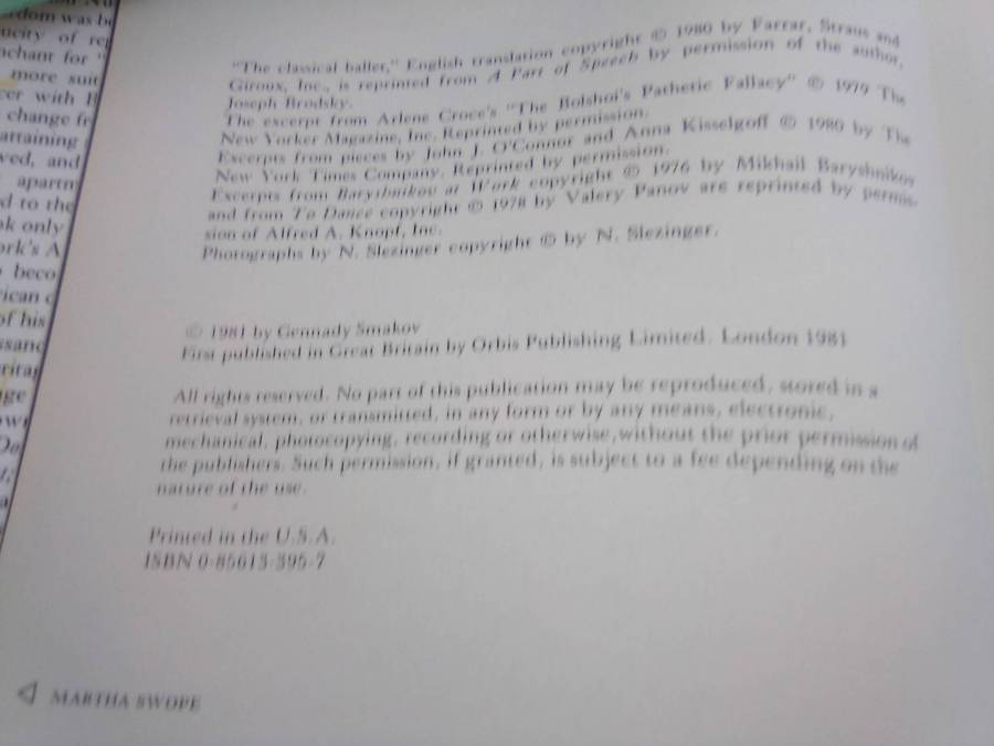 "Baryshnikov" From Russia to the West.. Hard cover.