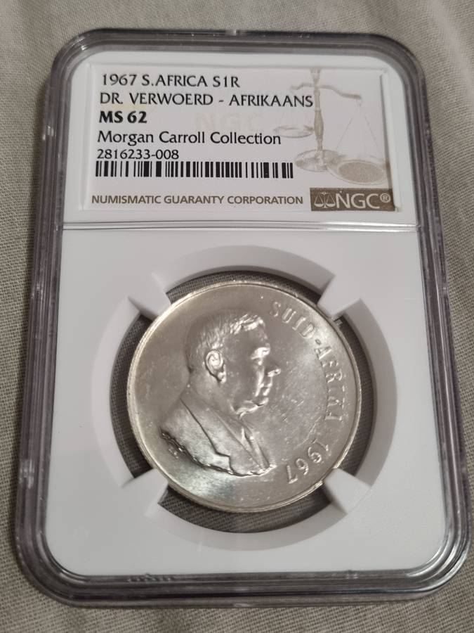 South Africa: 1967 Silver R1 Afrikaans NGC MS62