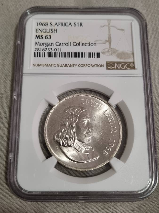 South Africa: 1968 Silver R1 English NGC MS63