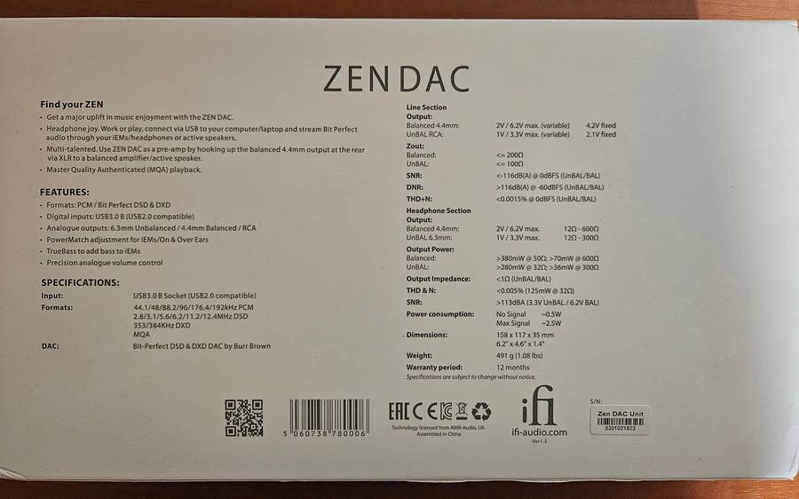 ifi Zen DAC - Headphone Amp.