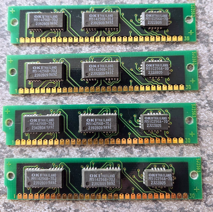 Oki 30 Pin SIMM matching set of four 256K