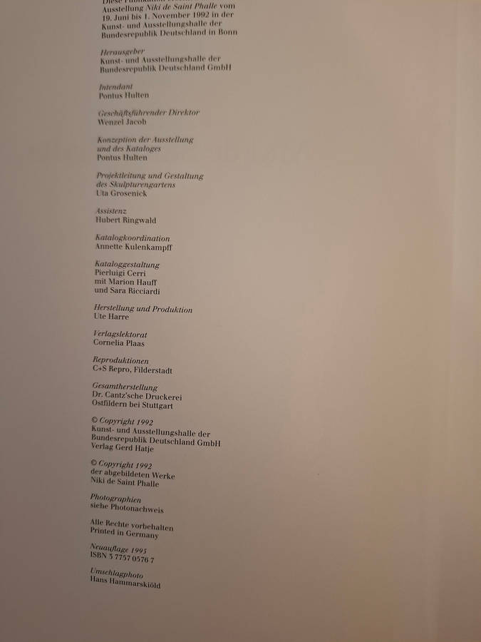 Niki de Saint Phalle. Sonderausgabe: Katalog zur Ausstellung in der Kunst- und Ausstellungshalle der