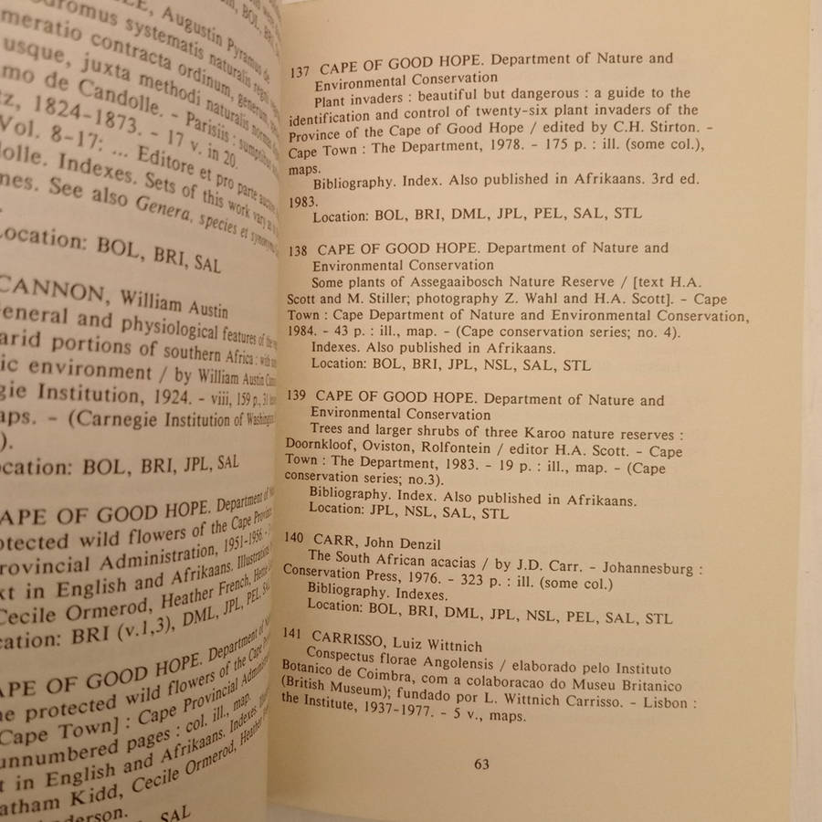 Southern African botanical literature, 1600-1988 (A. S. Kerkham)