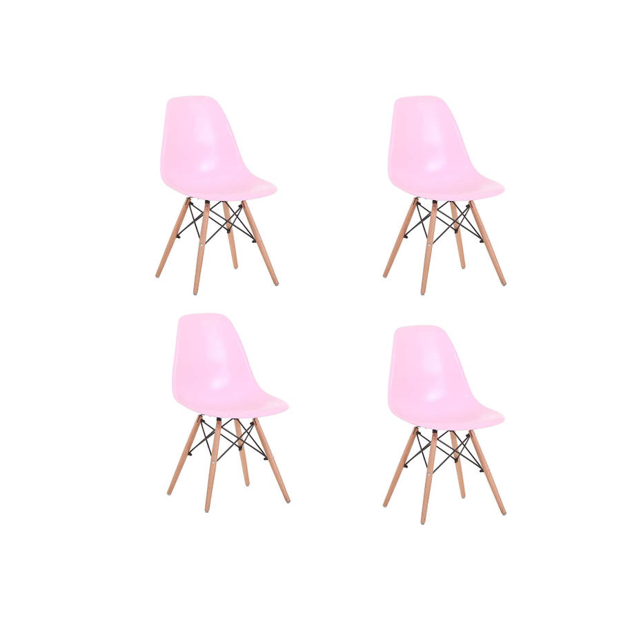 Luna wooden leg chair pink 4 pack