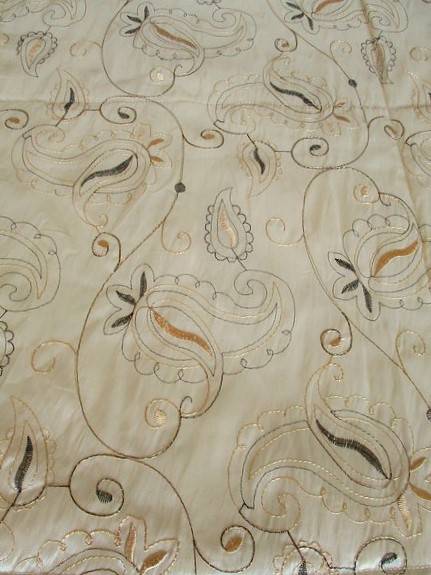 An enormous embroidered light gold comforter to fit king & queen size bed - 269cm x 262cm