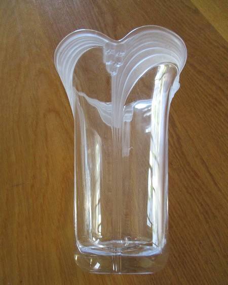 Beautiful Mikasa heavy glass vase with Lily of the Valley frosted glass accents