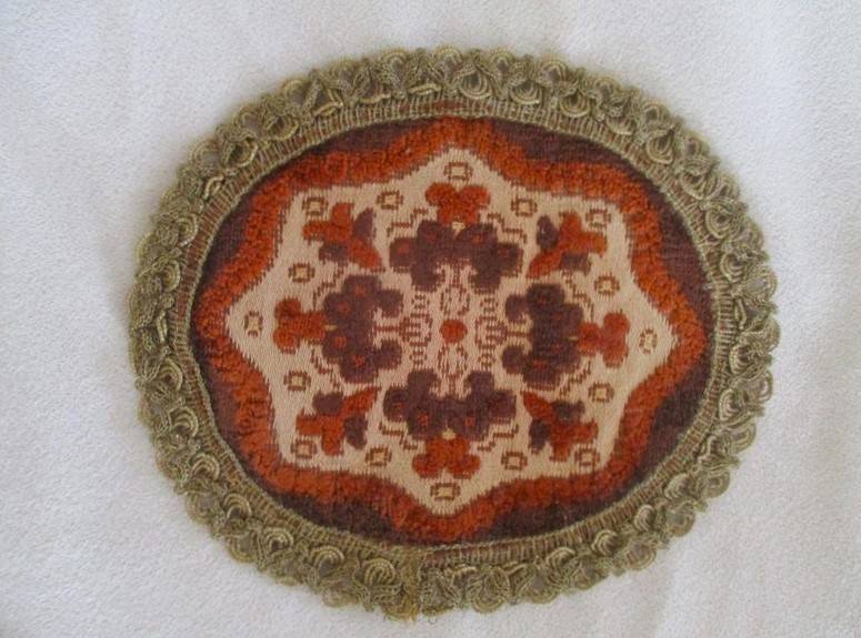 Four small round Belgium velvet tapestry cloths - excellent condition
