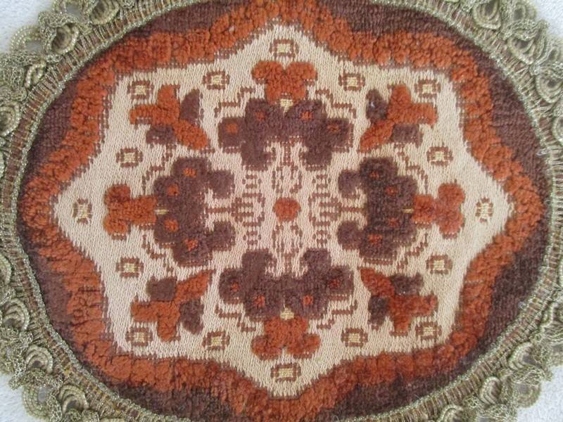 Four small round Belgium velvet tapestry cloths - excellent condition