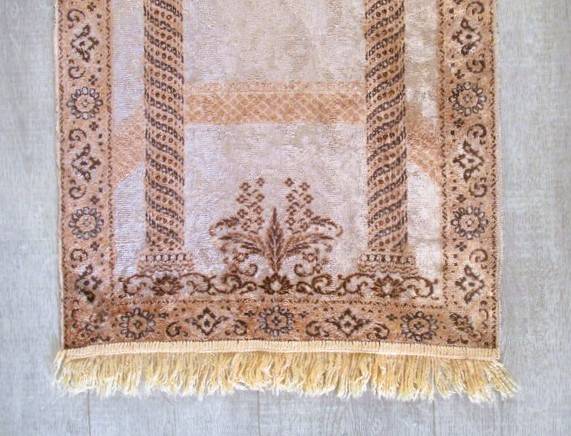 A light weight, machine made  Turkish prayer mat depicting Mosque interior - silk?