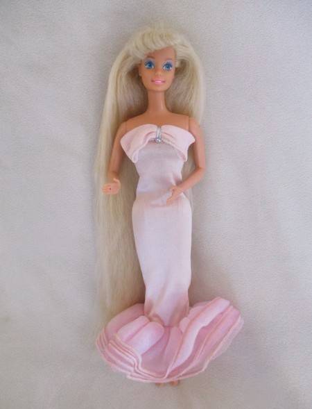 Vintage 1991/92 Totally Hair Barbie with very long hair and in lovely dress - knees bend