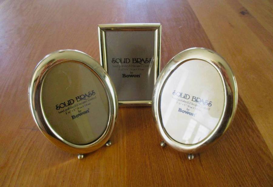 Three vintage Bowan solid brass photo frames in great unused condition