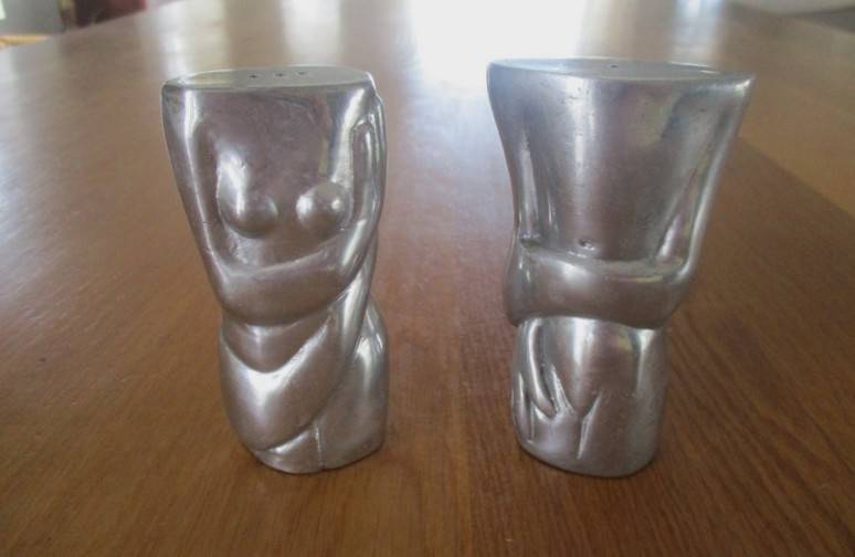 Carrol Boyes pewter male/female torso salt and pepper set