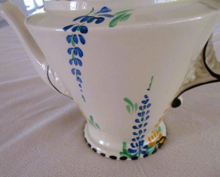 Rare 1930's Art Deco Burleigh Ware Zenith teapot with blue and yellow lupins