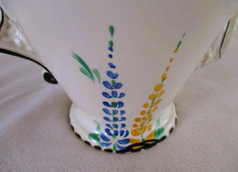 Rare 1930's Art Deco Burleigh Ware Zenith teapot with blue and yellow lupins