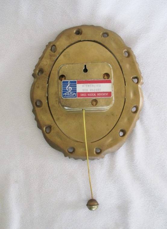 Vintage Hummel musical pull string frame playing Mozart's Wiegenlied - Boy playing flute