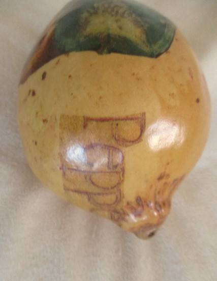 Four real hand painted and very decorative Calabashes