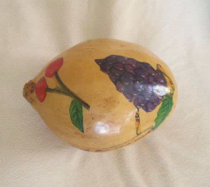 Four real hand painted and very decorative Calabashes
