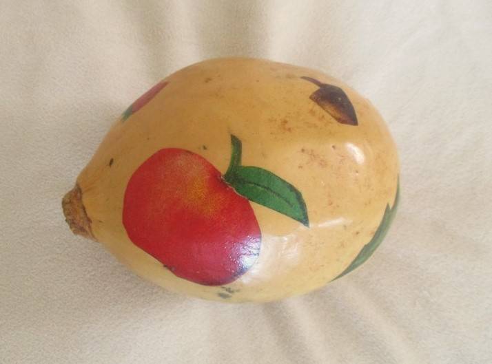 Four real hand painted and very decorative Calabashes