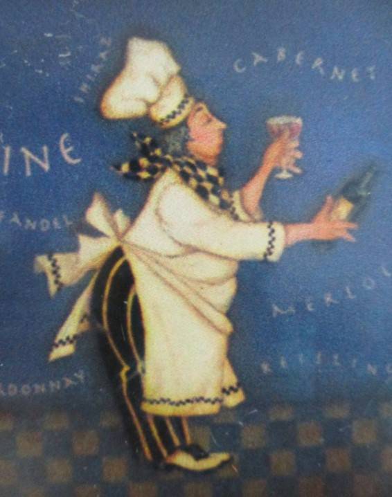 A set of six charming Chef coasters in holder