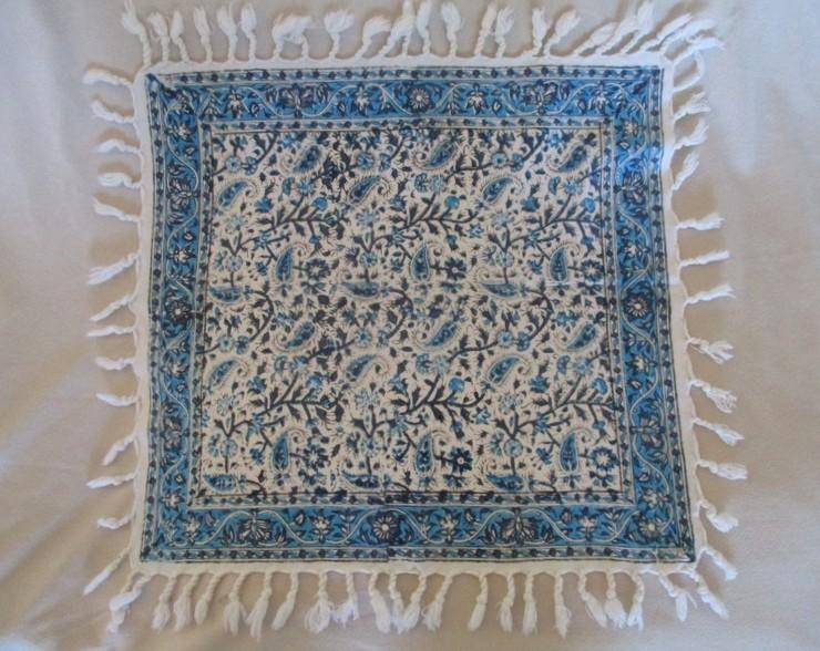 Two beautiful square hand blocked (natural dyed) Iranian Ghalamkar Tale cloths - floral design