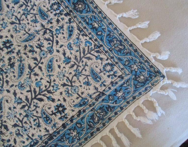 Two beautiful square hand blocked (natural dyed) Iranian Ghalamkar Tale cloths - floral design