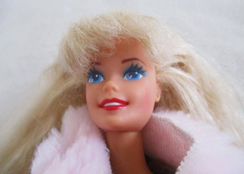 Beautiful Mattel Barbie with crimped hair in lingerie plus gown and PJ - knees bend