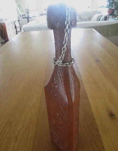 Two beautifully decorative Spanish hand made leather embossed decanters