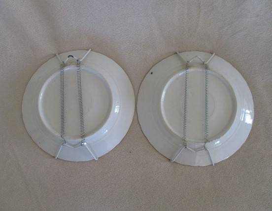 1. Two vintage porcelain display plates of two Victorian young ladies - with hangers