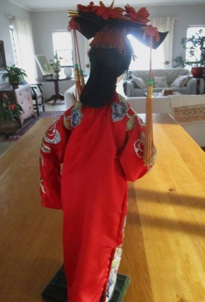 Exceptionally large vintage Chinese Peking Opera doll with exquisitely embroidered outfit