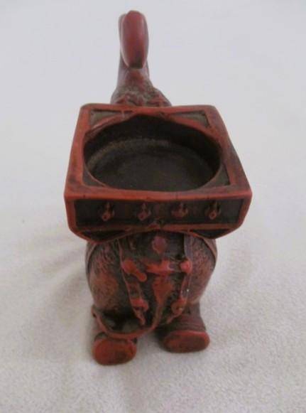 Decorative Indian kneeling elephant votive candle holder - signed