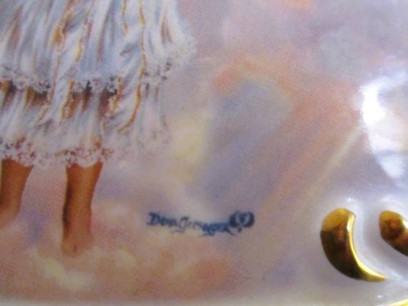 Limited edition porcelain "Circle of Light" Angel candlestick - First issue - "Faith" - signed