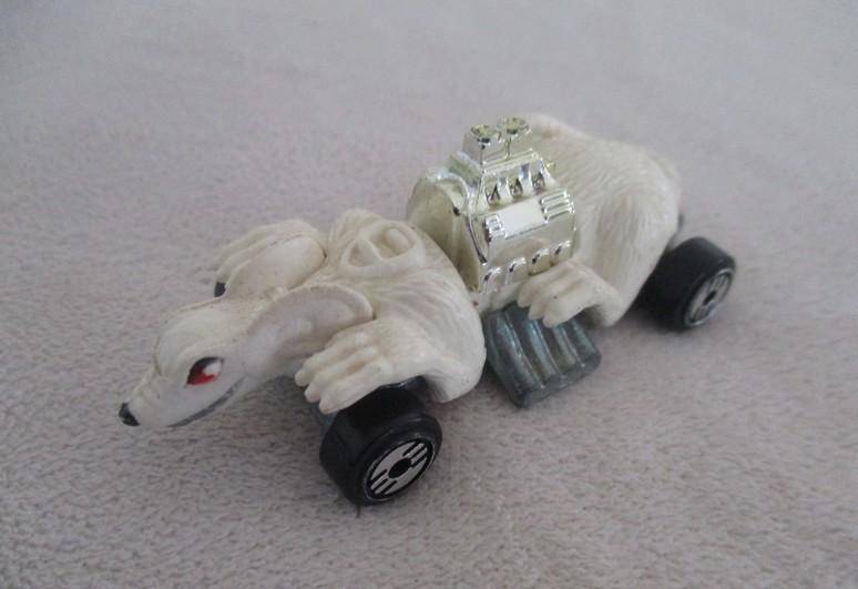 A batch of six small Die Casts - four New-Ray locomotives plus Hot Wheels Ratmobile and Wheel Loader