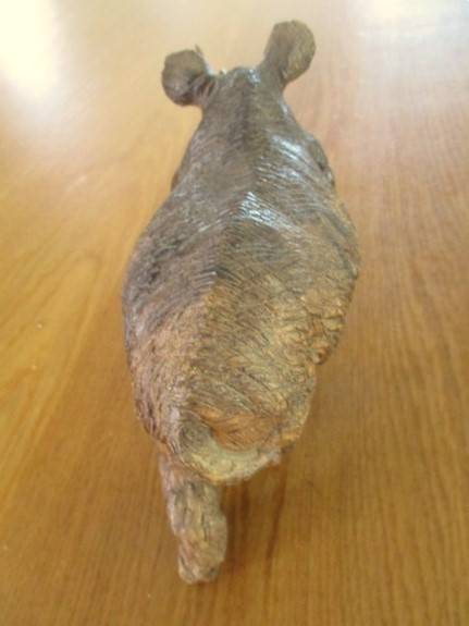 Very detailed hand carved wooden Rhino
