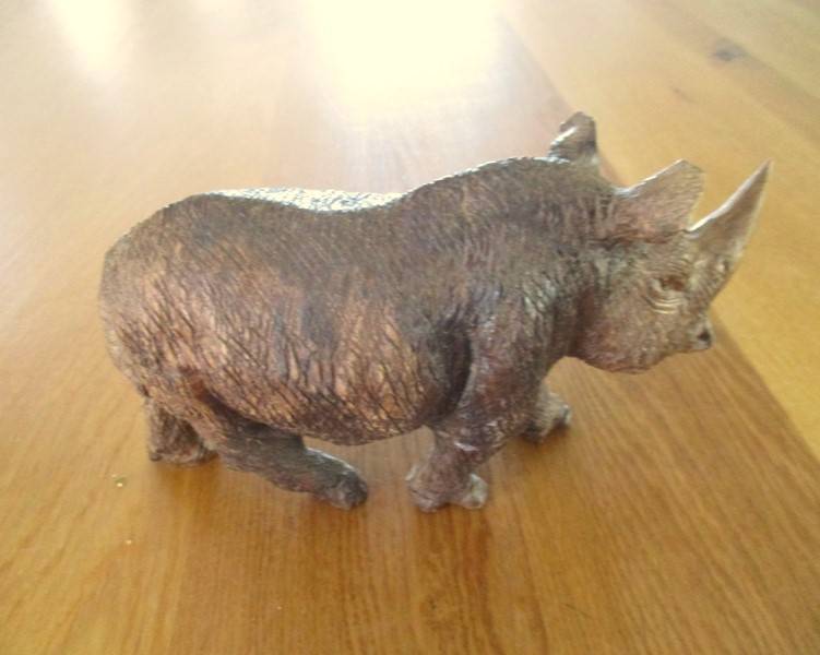 Very detailed hand carved wooden Rhino