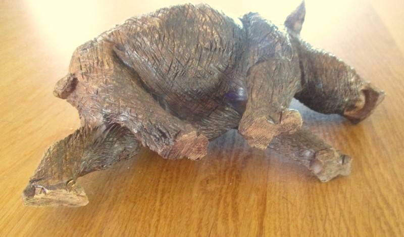 Very detailed hand carved wooden Rhino