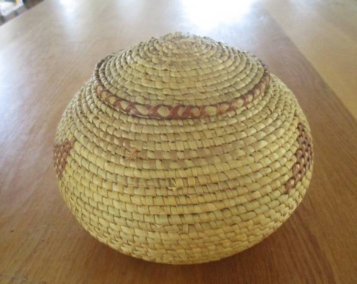 Two vintage, expertly woven lidded snake charmer's baskets in great condition