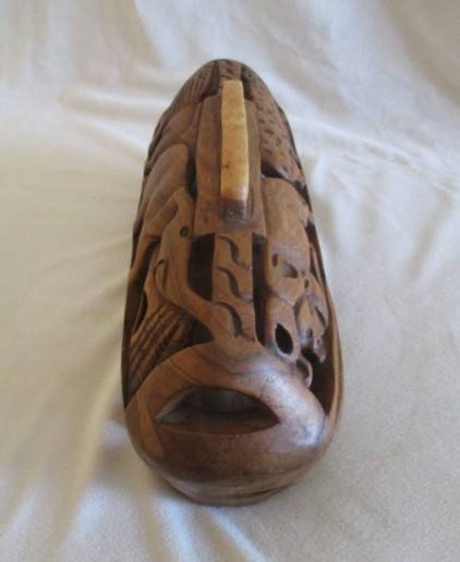 Vintage African Bread Box - intricately hand carved out of a single piece of wood