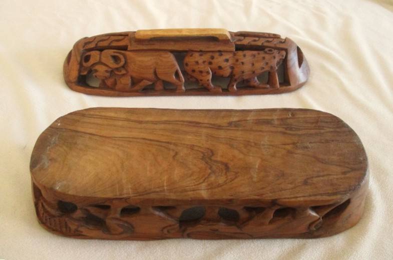 Vintage African Bread Box - intricately hand carved out of a single piece of wood