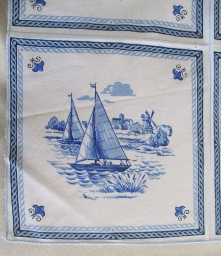 Three pretty blue and white cloths with Dutch scenes