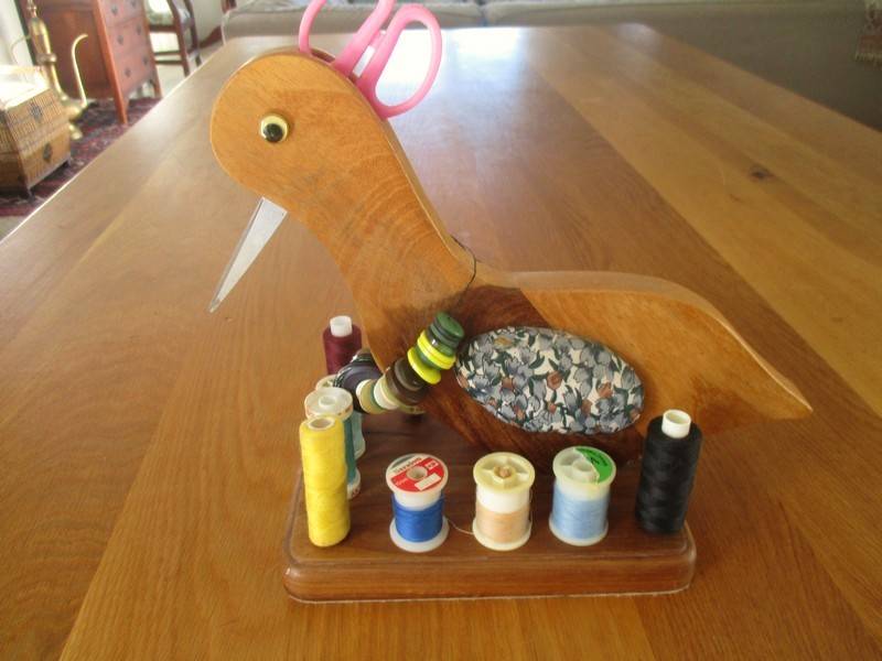 For Lamby23 only - The cutest wooden cotton reel/scissors holder/pin cushion