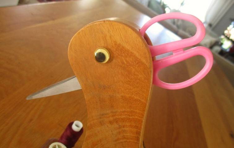 For Lamby23 only - The cutest wooden cotton reel/scissors holder/pin cushion