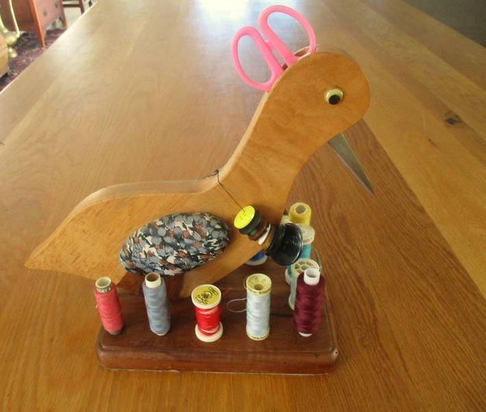 For Lamby23 only - The cutest wooden cotton reel/scissors holder/pin cushion