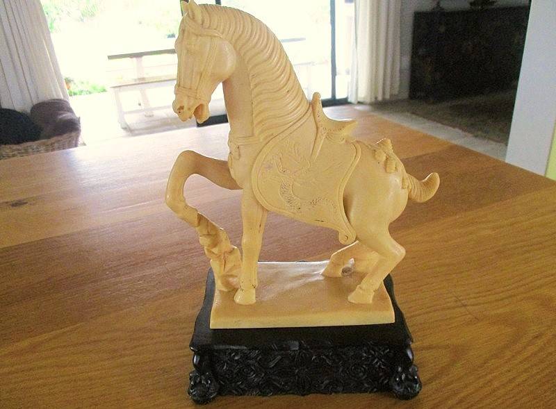 Rare!! Large vintage carved poly resin Chinese statue of Tang horse