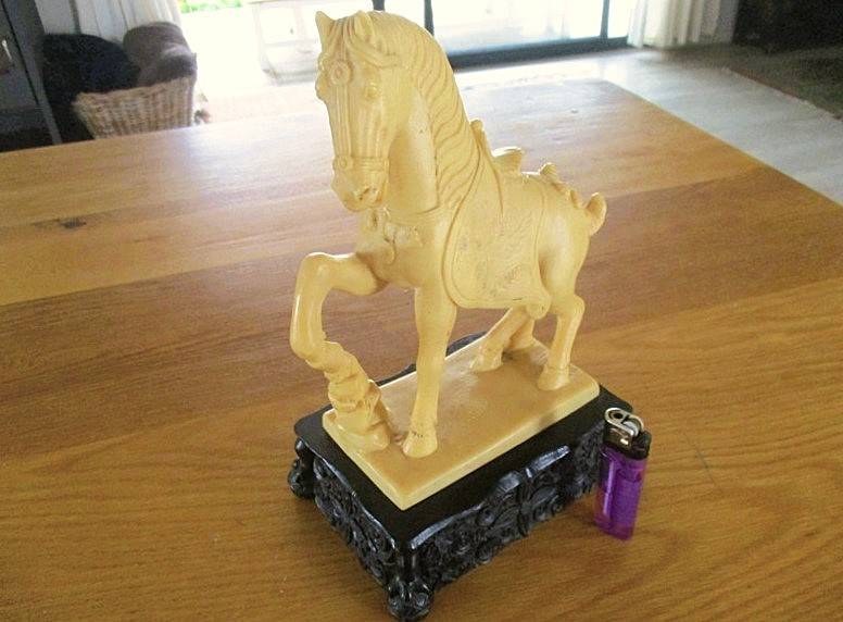 Rare!! Large vintage carved poly resin Chinese statue of Tang horse