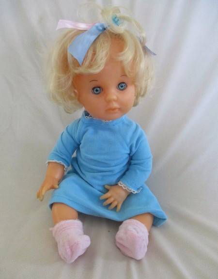 Beautiful Vintage 42cm tall First Love twisty body doll in cute nightie and nightgown