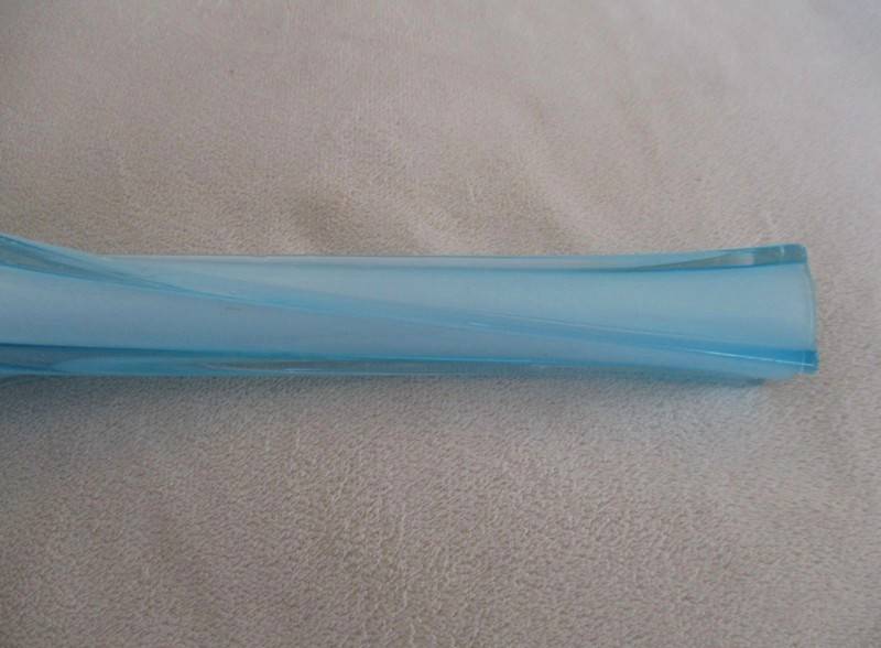 Beautiful hand blown  Murano Turquoise swirl bud vase with clear pontil mark